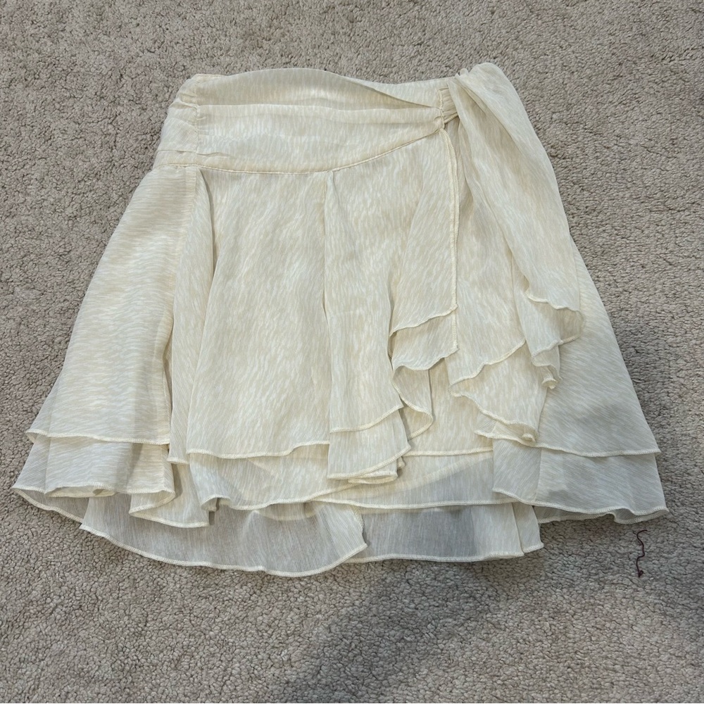 Elegant Cream Women's Mini Wrap Skirt